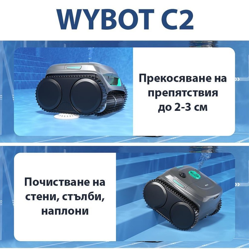 Безкабелен робот за басейни Wybot C2, Двойна филтрация